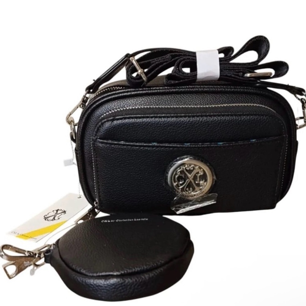 CXL by Christian LaCroix Black Pebble Camera Bag Crossbody style Handbag